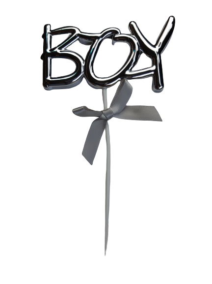 Plastic Cake Topper Boy Silver