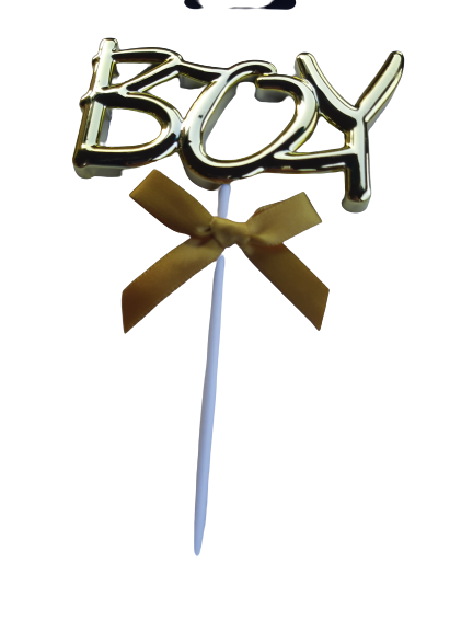 Plastic Cake Topper Boy Gold