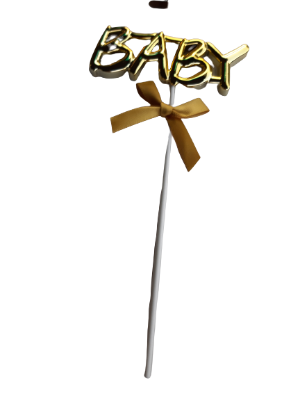Plastic Cake Topper Baby Gold