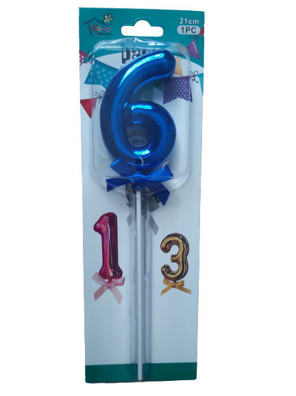 Number 6 Balloon Cake Topper Blue