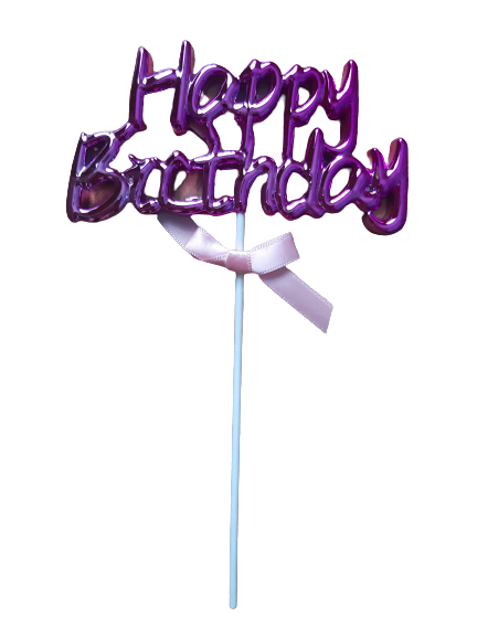Plastic Cake Topper Happy Birthday Pink