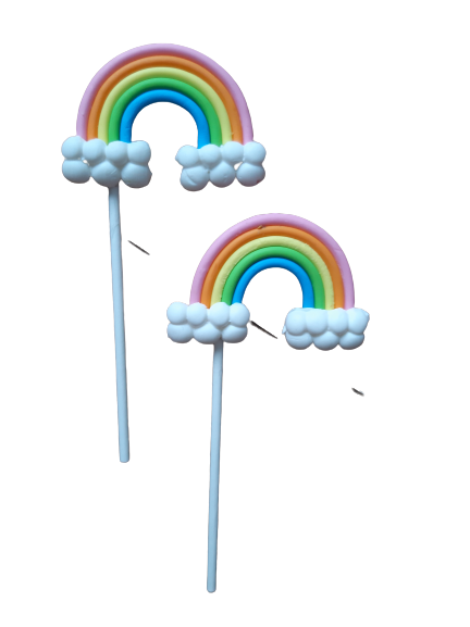 Rainbow Cloud Cake topper Figurine Clay 5cm 2 pc