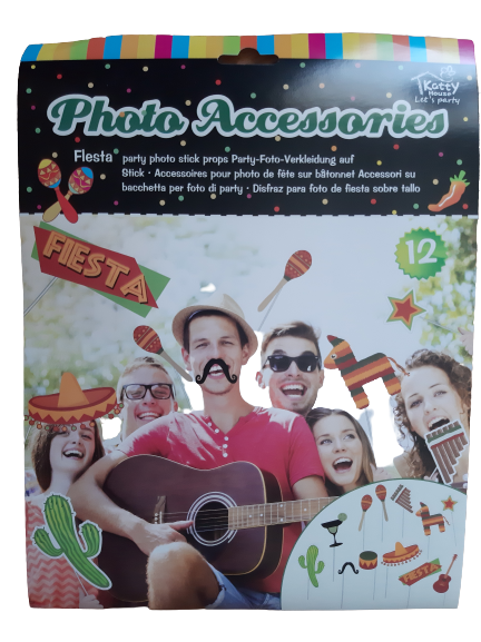 Mexico fiesta  party Photo props on sticks, 12 piece
