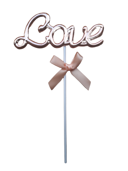 Plastic Cake Topper Love Rose Gold