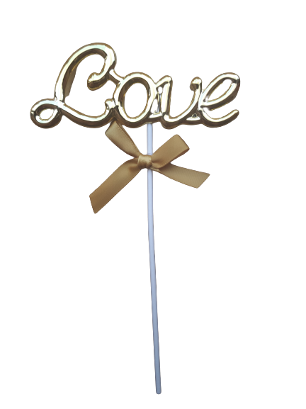 Plastic Cake Topper Love Gold