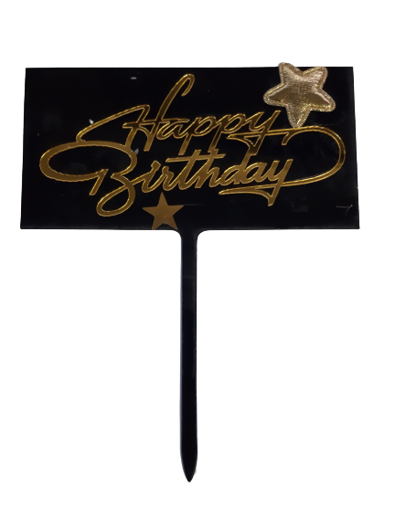 Nr292 Acrylic Cake Topper Happy Birthday Gold