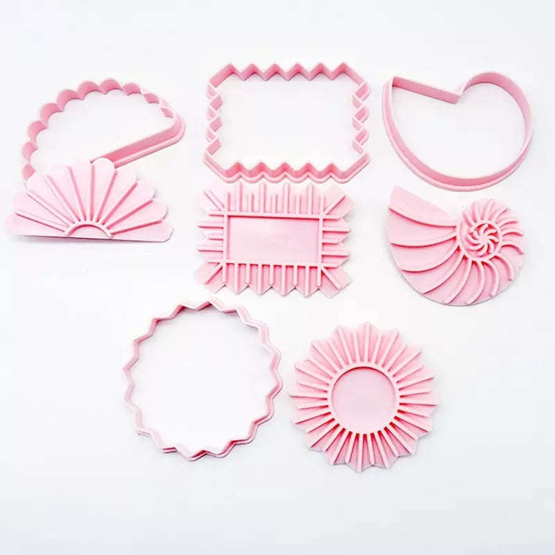 S872 Fancy Frame Shapes plastic cookie cutter and impression set