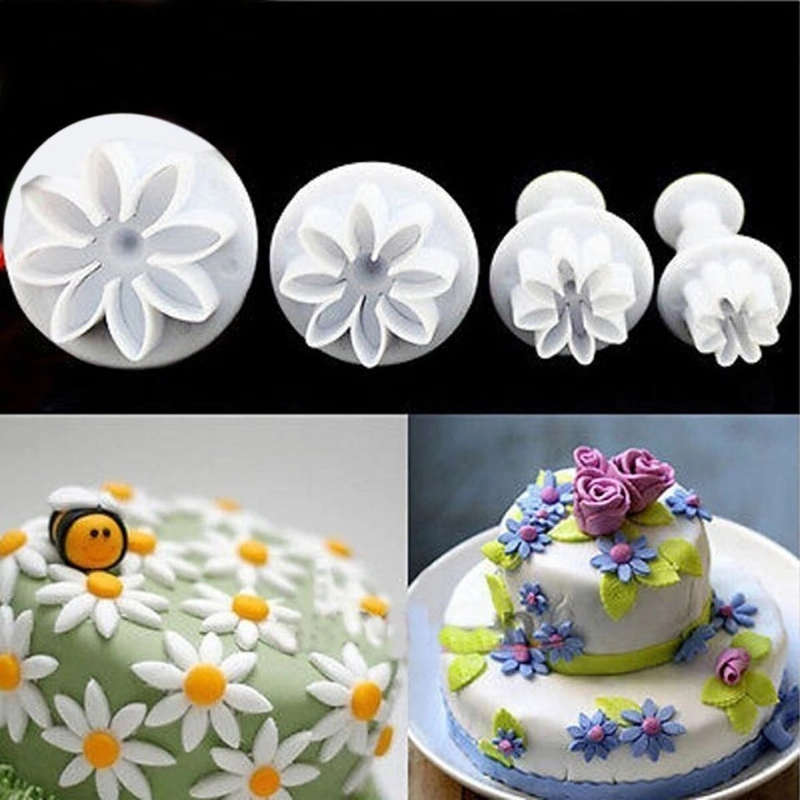 Fondant small daisy plunger Cutter. set of 4