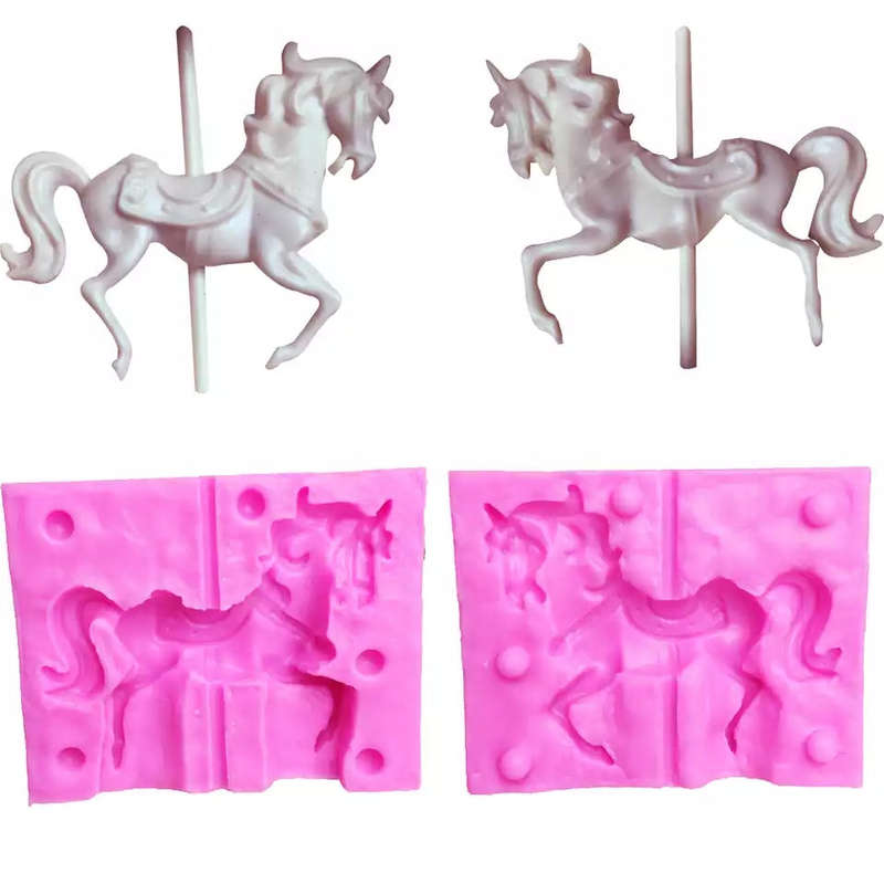 3D carousel horse silicone mould, 6.5x5.5cm