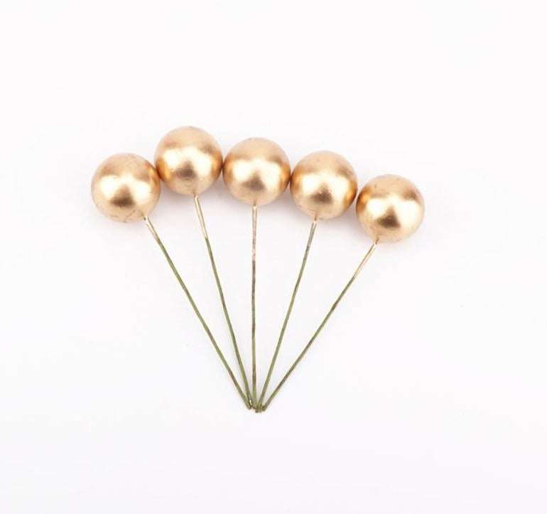 Cake Topper Polystyrene Faux Balls Gold 10pcs 3cm