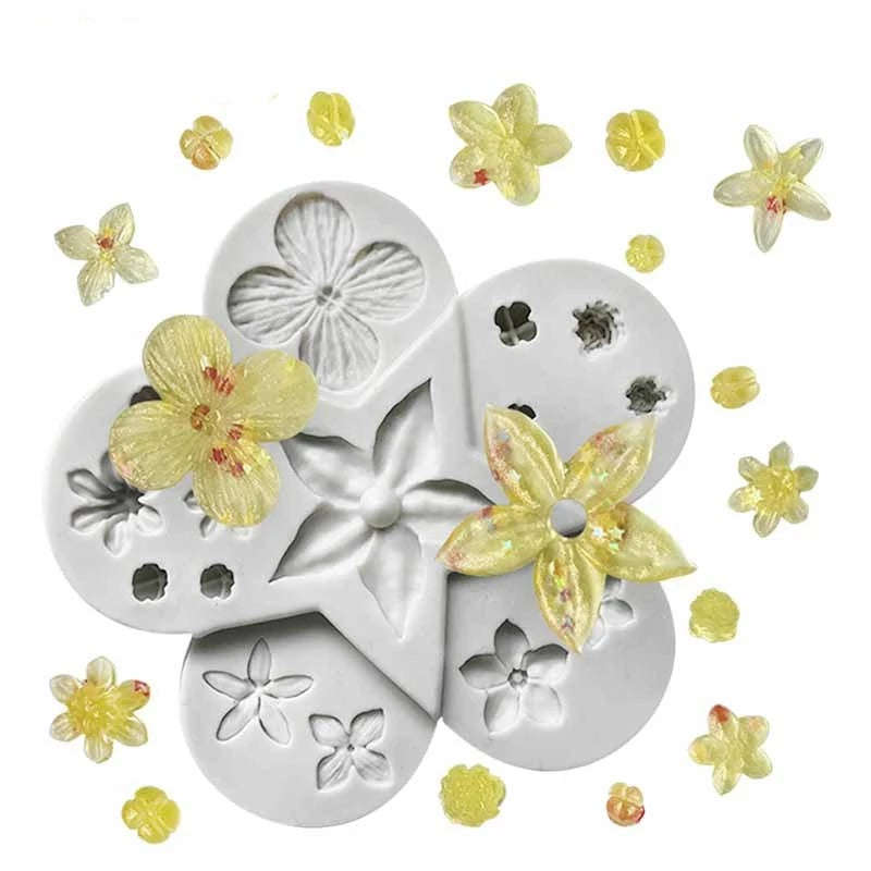 Various Wild flower silicone mould, center flower 4cm