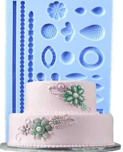Gem brooch border silicone mould
