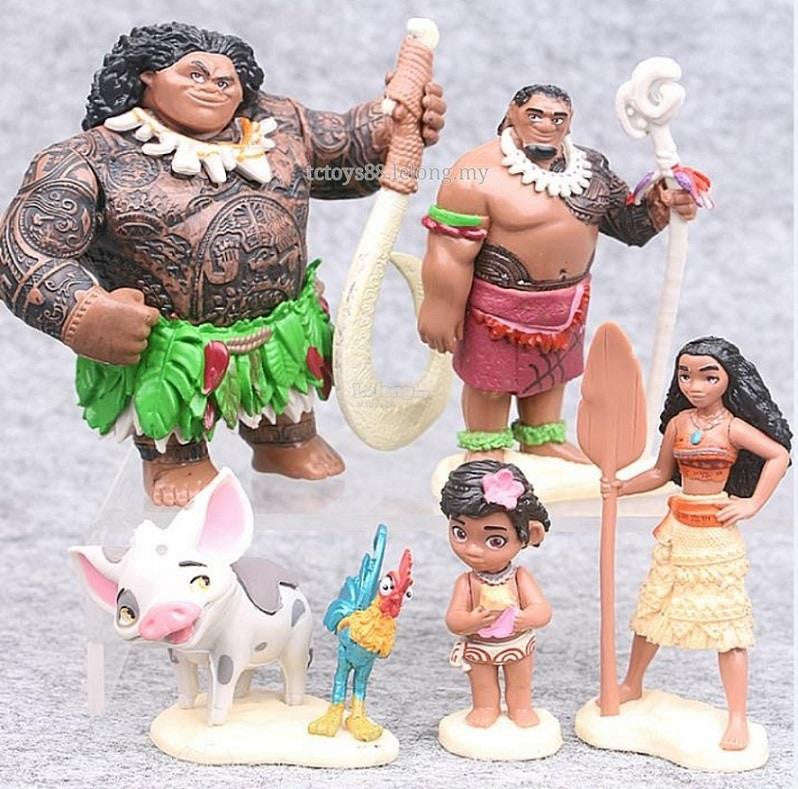 Moana plastic figurine set , perfect to use as cake toppers, +-10cm - +-3.5cm, no packaging