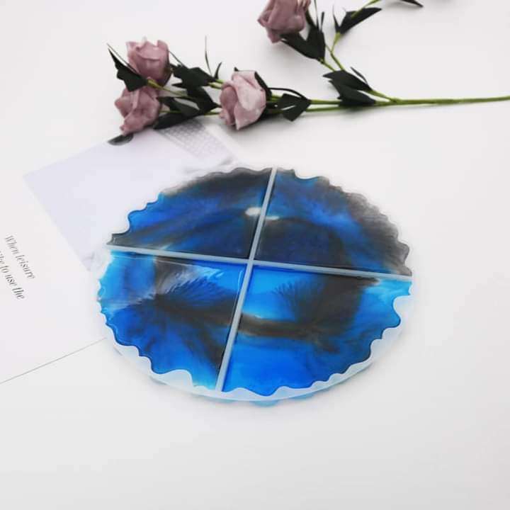 Four Division Coaster soft silicone mould for resin jewelry, size of mould