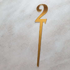 Gold Number  2 acrylic mirror cake topper, 7cm