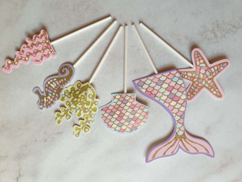 Glitter Mermaid, under the sea cardboard cake topper