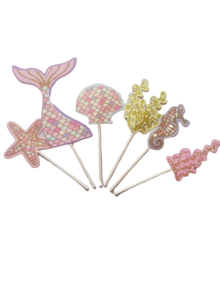 Glitter Mermaid, under the sea cardboard cake topper