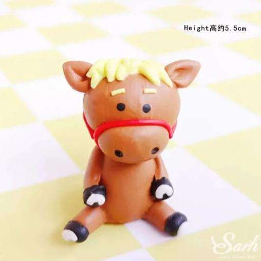 Donkey Cake topper Clay Figurine, 5.3x4.2cm