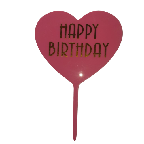 Nr153 Acrylic Cake Topper Happy Birthday Heart