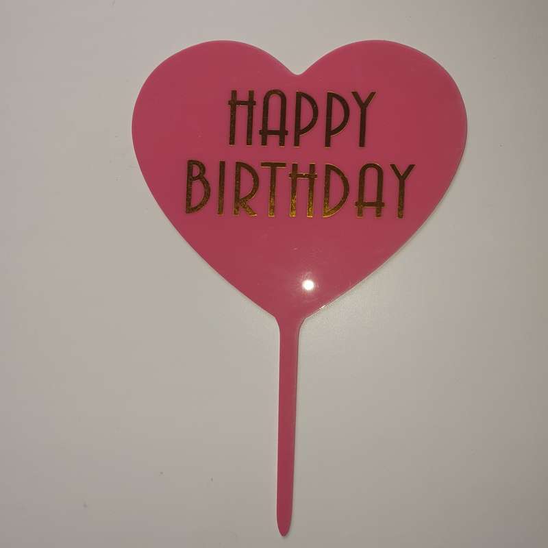 Nr153 Acrylic Cake Topper Happy Birthday Heart
