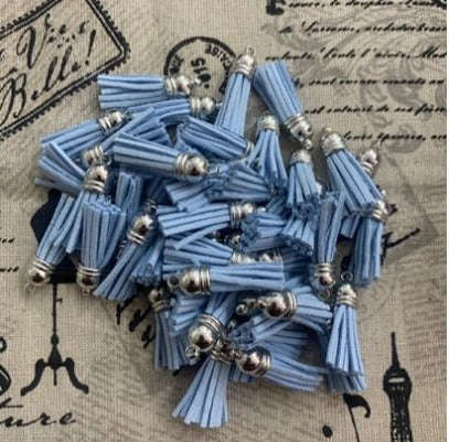Keyring tassel, Baby blue 2.5cm (10 in a pack)