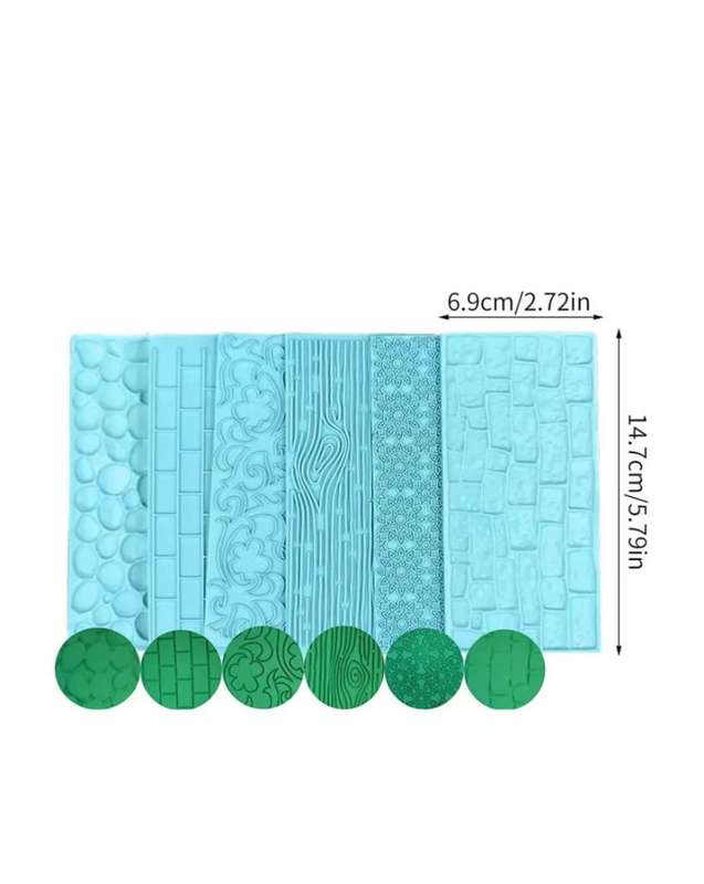 Embosser Plastic Set 6pcs Wood Grain Brick