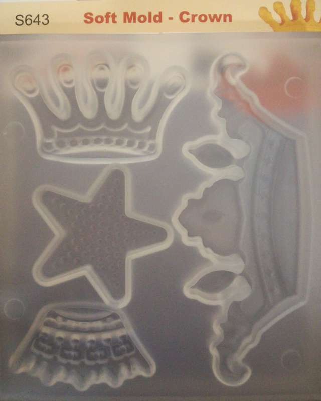 Crown and Star Soft Silicone Mould Large Crown 9.5x4cm