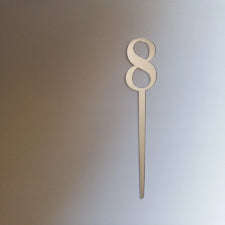 Silver Number 8 acrylic mirror cake topper, 7cm