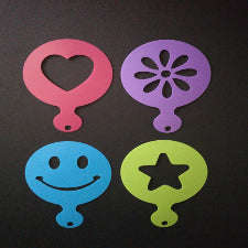Cupcake/ coffee Stencil XBAK200 heart, flower, smiley face , star, A