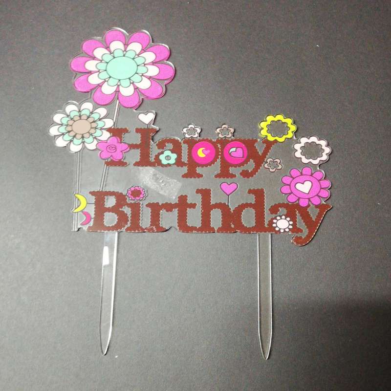Nr33 Acrylic Cake Topper Happy Birthday Gold