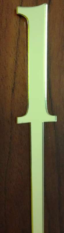 Gold Number 1 acrylic mirror cake topper 7cm