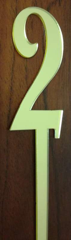 Gold Number  2 acrylic mirror cake topper, 7cm