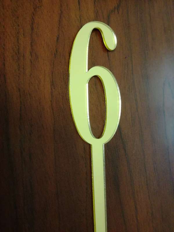 Gold Number 6 Acrylic Mirror Cake Topper, 7cm