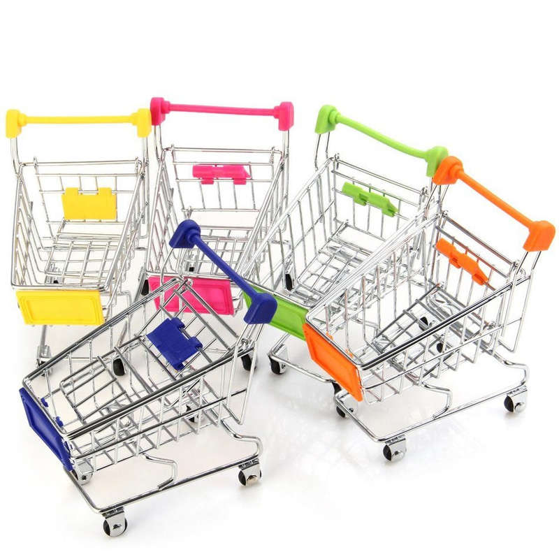 Mini shopping trolley 11x12cm red
