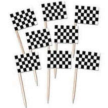 50 Cupcake toppers Racing flags toothpicks
