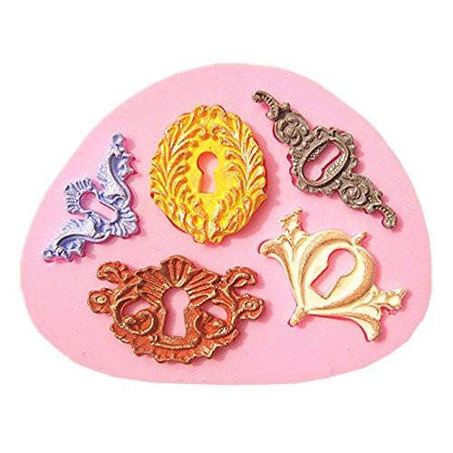 Vintage European keyhole silicone mould, size of round (yellow) keyhole 3.4x2.7cm