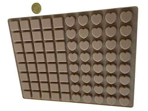 Small Gummy Chocolate Truffle Hearts, 2x2x0.7cm and Squares, 2x2x0.7cm silicone mould