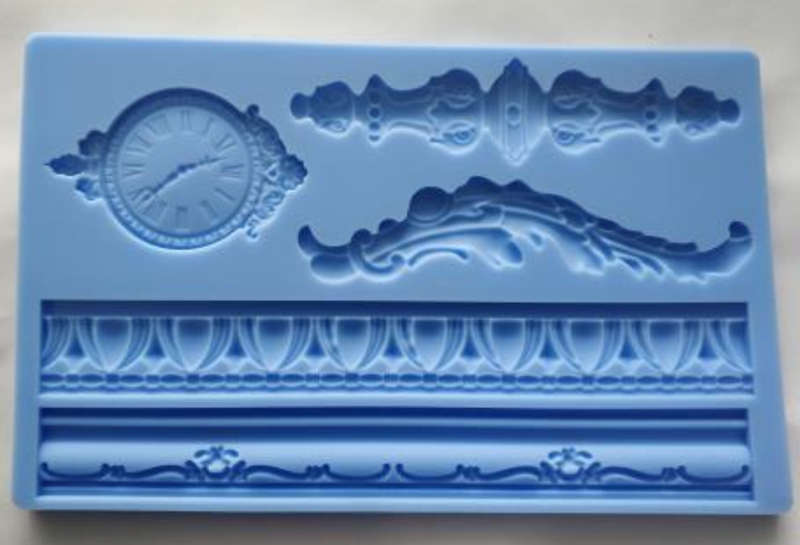 Vintage clock sugar paste silicone mould C