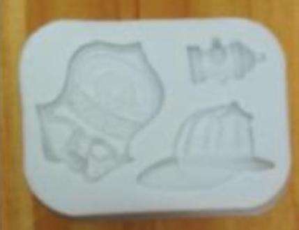 Silicone Mould Fire Department Theme, Police Hat 2.5x4cm, Badge 4.3cm