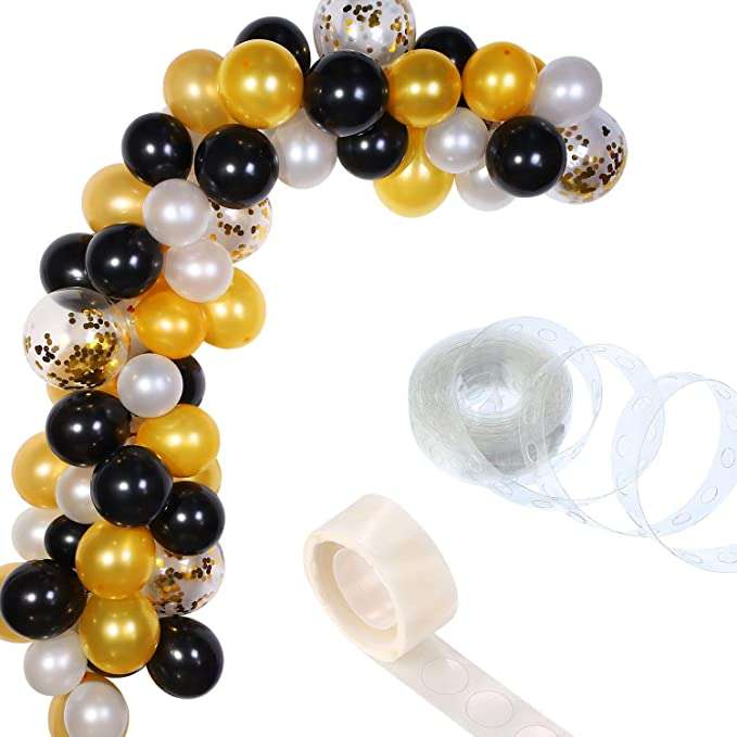 Balloon Arch Garland Gold & Black 67pcs