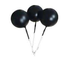 Cake Topper Polystyrene Faux Balls Black 10pcs 2.5cm