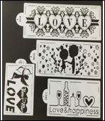 Cake Decorating Stencil Set Love 4pc