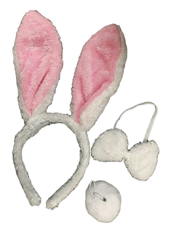 Bunny ears aliceband with bow and tail