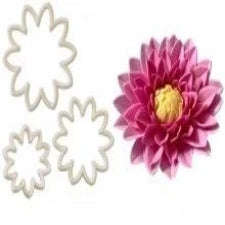 Dahlia flower plastic cutter, 8.5cm, 7cm, 5cm
