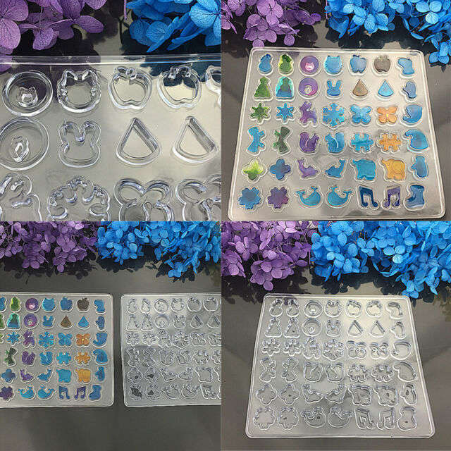 Earrings soft silicone mould for resin jewelry, Apple 1.3x1.3cm, Bow 1.7x1cm