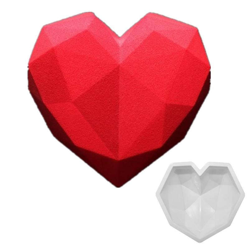 Large geode Geometric Heart Silicone mould, mousse pudding, 20x17.5x6cm