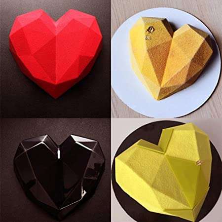Large geode Geometric Heart Silicone mould, mousse pudding, 20x17.5x6cm