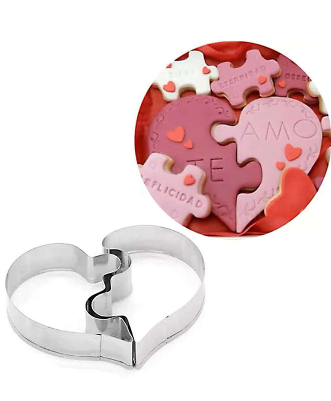 Valentine Puzzle Heart cookie cutter metal