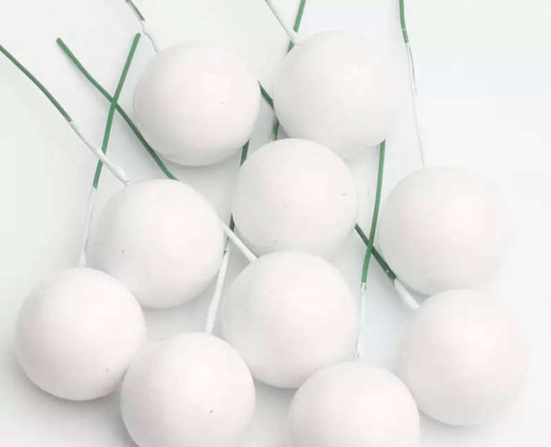 Cake Topper Polystyrene Faux Balls White 10pc 3cm