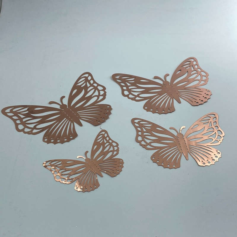 Wall Sticker Decorating  Butterfly Rose gold  12pc